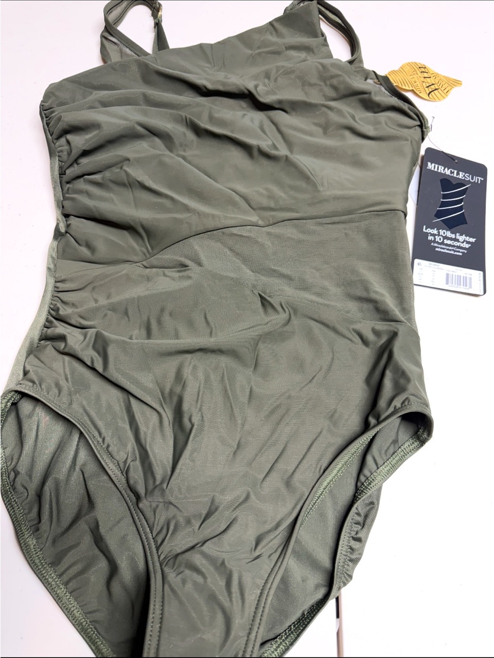 Miraclesuit Olive Green One-Piece Swimsuit NWT size 12